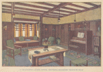 A craftsman living room, showing recessed window seat
