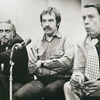 Hillard Elkins (producer), Jacques Levy (director), and Kenneth Tynan (creator) discussing Oh! Calcutta!