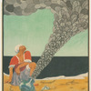Lone figure on seashore with pot billowing smoke