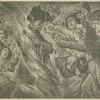 Napoleon and grief-stricken women offering parts of their dead husband's bodies