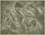 Napoleon and grief-stricken women offering parts of their dead husband's bodies