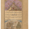If an Indian wants to kill himself and get permission to do so, he is carried through the town on a chair... Here a young man stabs himself in the flames [top]; An Indian   is shown immolating himself in the presence of a golden idol [bottom]