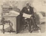 Harper's Weekly portrait of Frederick Douglass seated at desk holding newspaper