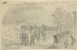 Occupation of Baltimore by General Butler. Union troops passing down Lee Street, May 12, 1861. Portion of Boston artillery flanked by Infantry of the 6th Mass. regiment to Federal Hill