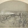 Practicing with the celebrated Sawyer gun on the rebel batteries at Sewell's Point near Norfolk, Va. from Fort Calhoun (unfinished) on the rip-raps in front of Fortress Monroe