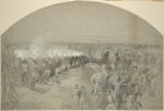 Practicing with the celebrated Sawyer gun on the rebel batteries at Sewell's Point near Norfolk, Va. from Fort Calhoun (unfinished) on the rip-raps in front of Fortress Monroe