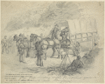 Pennsylvania troops searching wagons for contraband goods on the Frederick Road, Md.