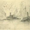 Blowing up of the U.S. Gunboat Westfield, aground on Pelican Island, Galveston Harbor