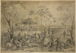 Battle of Pittsburgh Landing. Charge of 1st Ohio, Sunday April 6, 1863. Recapture of artillery by the 1st Ohio and other regiments under General Rousseau, Monday April 7, 1862. [check dates]