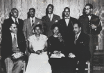 75th Jubilee Anniversary, Jackson State College: Arna Bontemps, Melvin B. Tolson, Jackson State College President Jacob Redick, Owen Dodson, Robert Hayden, Sterling Brown, Zora Neale Hurston, Margaret Walker, and Langston Hughes.