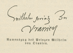 Namenszug des Prinzen Wilhelm von Oranien.