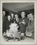 Bob Hope with Jerry Colonna cutting a cake
