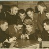 Janet Blair surrounded by service men at Stage Door Canteen of Philadelphia.