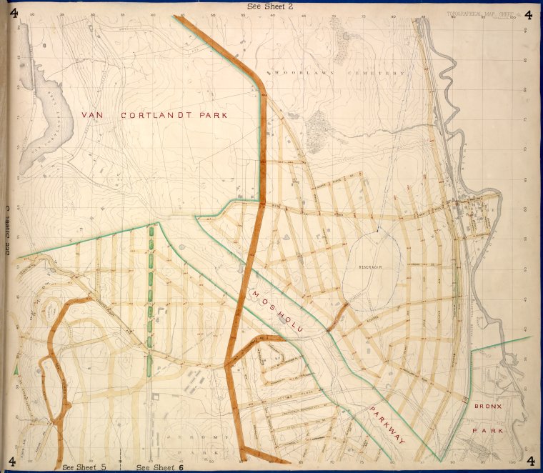 Bronx, Topographical Map Sheet 4; [Map bounded by Mosholu Ave., Jerome ...