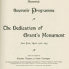 Souvenir memorial programme. The dedication of Grant's sarcophagus ceremonies, New York, April 27th, 1897.