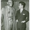 Yul Brynner (The King) and Prince Sukhsvasti of Thailand (?) backstage at The King and I
