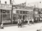View of Harlem storefronts, 1939