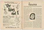 Program (dated 5/28/1951) for The King and I