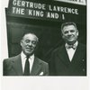Richard Rodgers (music) and Oscar Hammerstein II (lyrics) standing in front of the St. James Theatre marquee for The King and I