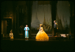 Doretta Morrow (Tuptim), Dorothy Sarnoff (Lady Thiang), Gertrude Lawrence (Anna Leonowens) and Yul Brynner (The King) in The King and I