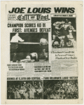 "Joe Louis Wins" - front page featuring Louis's victory in rematch with German boxer Max Schmeling