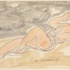 Isadora Duncan (on her back, left leg pulled up, mauve tunic)