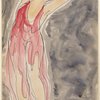 Isadora Duncan (left side of frame, arms above and back, crimson to pink tunic)