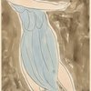 Isadora Duncan (lunging right to left, head upper left corner of frame, arms straight out to the right, one crossing chest, blue tunic)