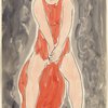 Isadora Duncan (standing center enface, legs apart, arms down, bright red tunic)