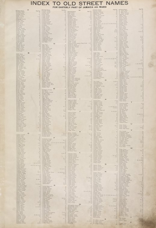 Index To Old Street Names For Eastert Of Jamaica 4th Ward NYPL Digital Collections