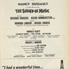 Program (dated 11/5/1962) for The Sound of Music with Nancy Dussault (Maria Rainer replacement)