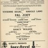 Program (dated 12/24/52) for the 1952 revival of Pal Joey