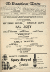 Program (dated 12/24/52) for the 1952 revival of Pal Joey