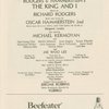 Program (dated April 11-30, 1978) for the 1977 revival of The King and I