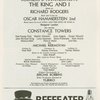 Program for the opening night (5/2/1997) of the revival of The King and I
