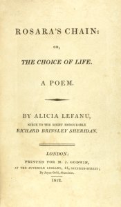 Rosara's chain: or, The choice of life. A poem. By Alicia Lefanu, niece to the Right Honourable Richard Brinsley Sheridan.
