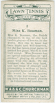 Miss K. Bouman, (Holland).
