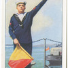 Signalling with hand flags.