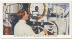 Watching depth gauge in submarine.