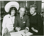 Patrice Munsel [from the cast of The Merry Widow], Richard Rodgers and Risë Stevens [from the cast of The King and I] in publicity photo for the 1964 Lincoln Center revival of The King and I