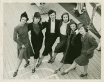 Natalie Krassovska, Mia Slavenska, Nini Theilade, Tamara Toumanova, Alicia Markova and Alexandra Danilova of the Ballet Russe de Monte Carlo as they arrived on the S.S. Georgic on Sunday.