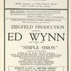 Program (dated 2/24/1930) for Simple Simon at the Ziegfeld Theatre (New York, N.Y.)