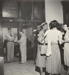 Supporters of imprisoned Rosa Lee Ingram gathered outside the offices of the Georgia State Board of Pardons and Paroles at the time of her parole hearing, ca. 1953