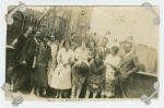 Guests at breakfast party for Langston Hughes hosted by Regina Anderson and Ethel Ray at 580 St. Nicholas Avenue, Harlem, May 1925. Back row, left to right: Ethel Ray (Nance), Langston Hughes, Pearl Fisher, Rudolf Fisher, Luella Tucker, Clarissa Scott, Hubert Delany. Front row, left to right: Helen Lanning, Regina Anderson (Andrews), Esther Popel, Jessie Fauset, Marie Johnson and E. Franklin Frazier