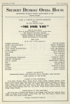 Program (beginning Sunday night, September 15, 1929) for Me for You, the pre-Broadway title of Heads Up!, at the Shubert Detroit Opera House (Detroit, Mich.)