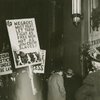 A. Philip Randolph and others picketing outside the Waldorf-Astoria Hotel, New York, during a testimonial dinner for United States Secretary of Defense Louis Johnson, to demand equal rights for African Americans in the military, December 1949.