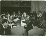 Cast and creative team (including Richard Rodgers (music), Oscar Hammerstein II (lyrics), and Joshua Logan (director) at reading of South Pacific