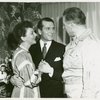 Mary Martin (Nellie Forbush), Laurence Olivier, and Ezio Pinza (Emile De Becque) backstage at South Pacific