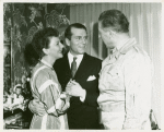 Mary Martin (Nellie Forbush), Laurence Olivier, and Ezio Pinza (Emile De Becque) backstage at South Pacific