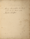 Dedicatory note from Martha Crawford to Mary Bromehead